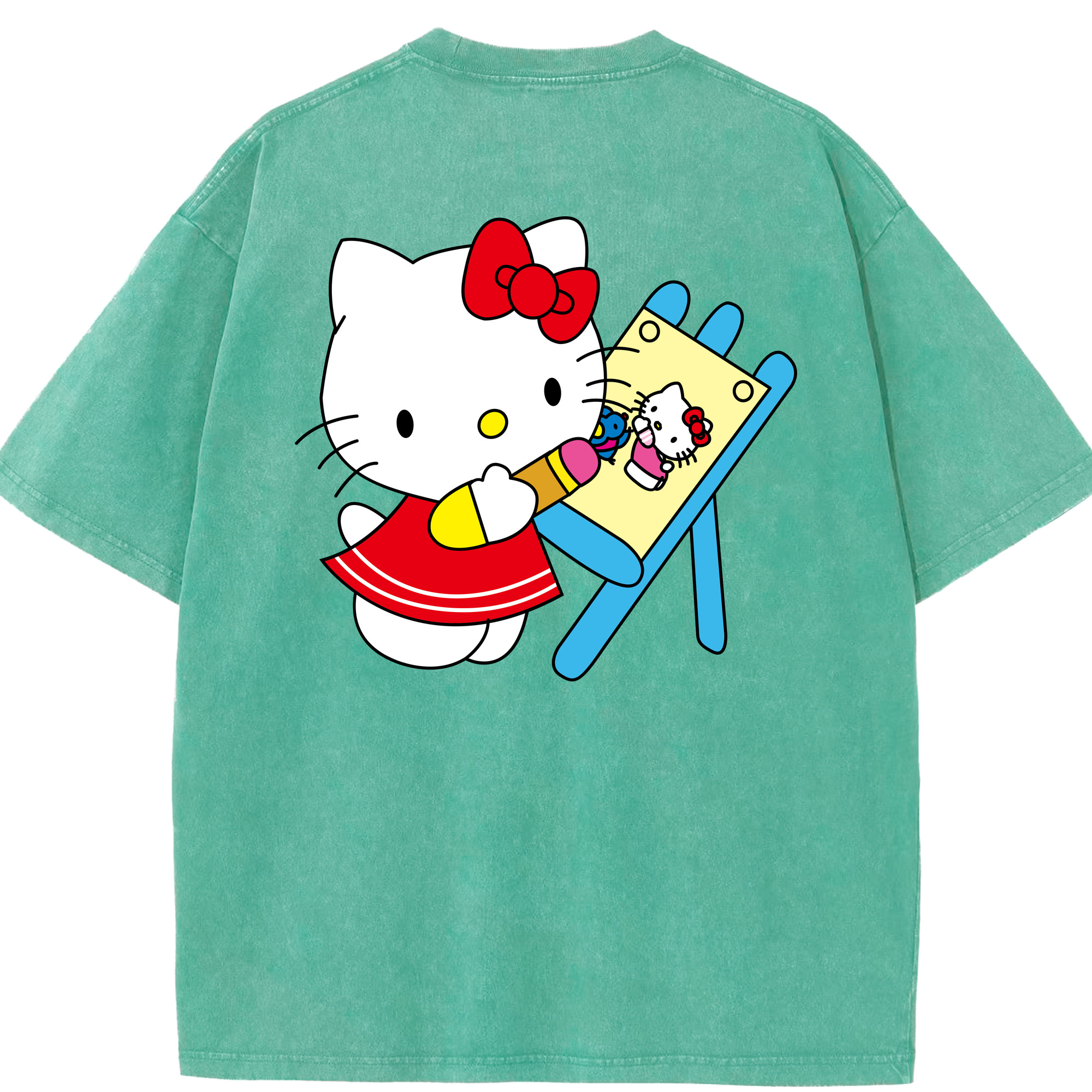（画像用） Hello Kitty ハローキティ 綿100% ヴィンテージ風 半袖Tシャツ（背面プリント）